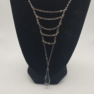 Silpada Sterling Silver Layered Necklace with Hemitite Teardrop Pendant
